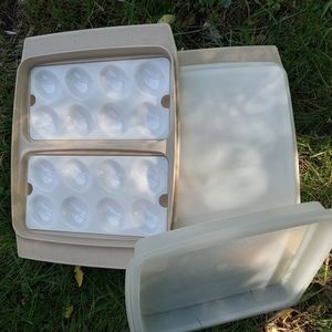 2 Tupperware Deviled Egg Tray  Holder Carrier